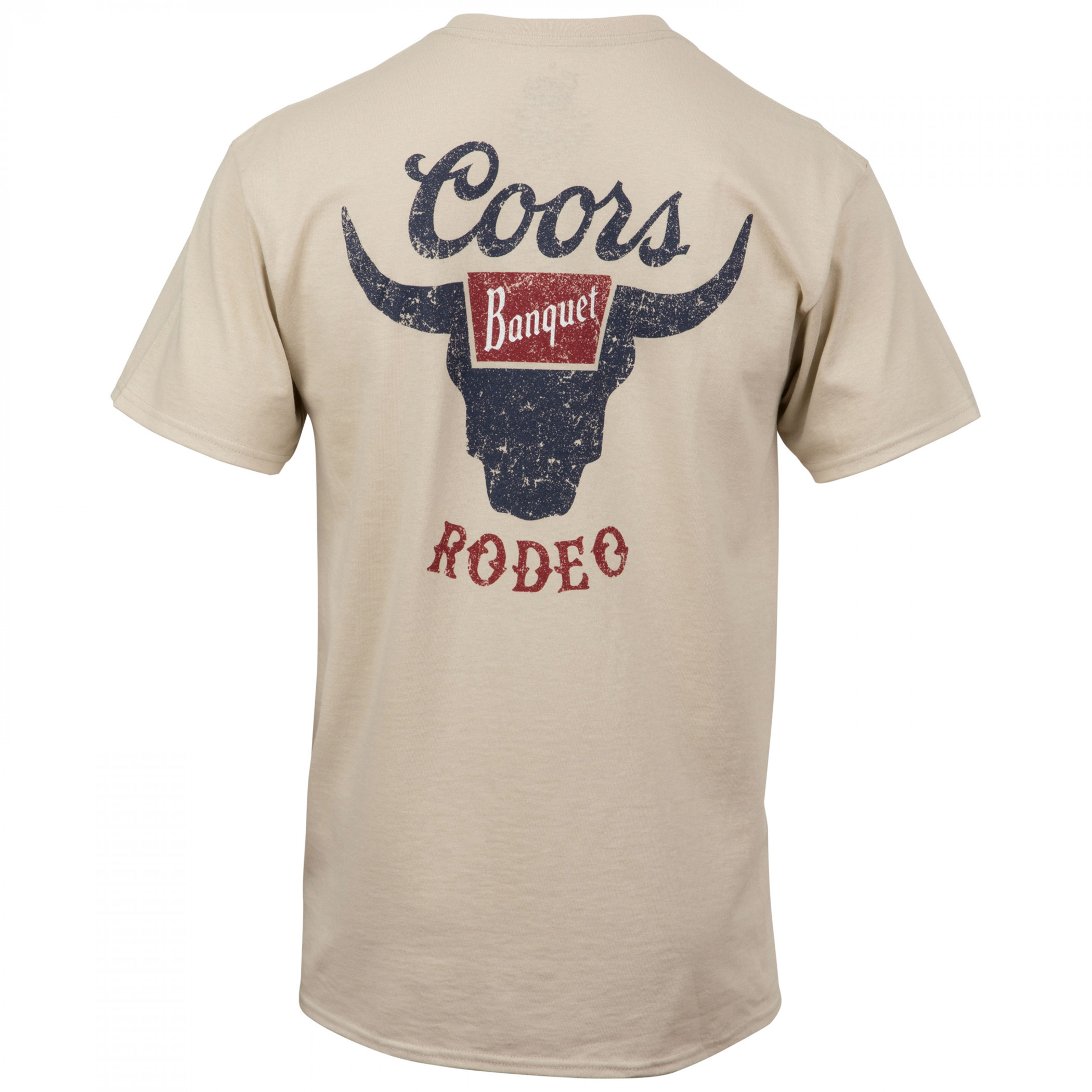 Coors Banquet Rodeo Logo Distressed Front and Back Natural T-Shirt